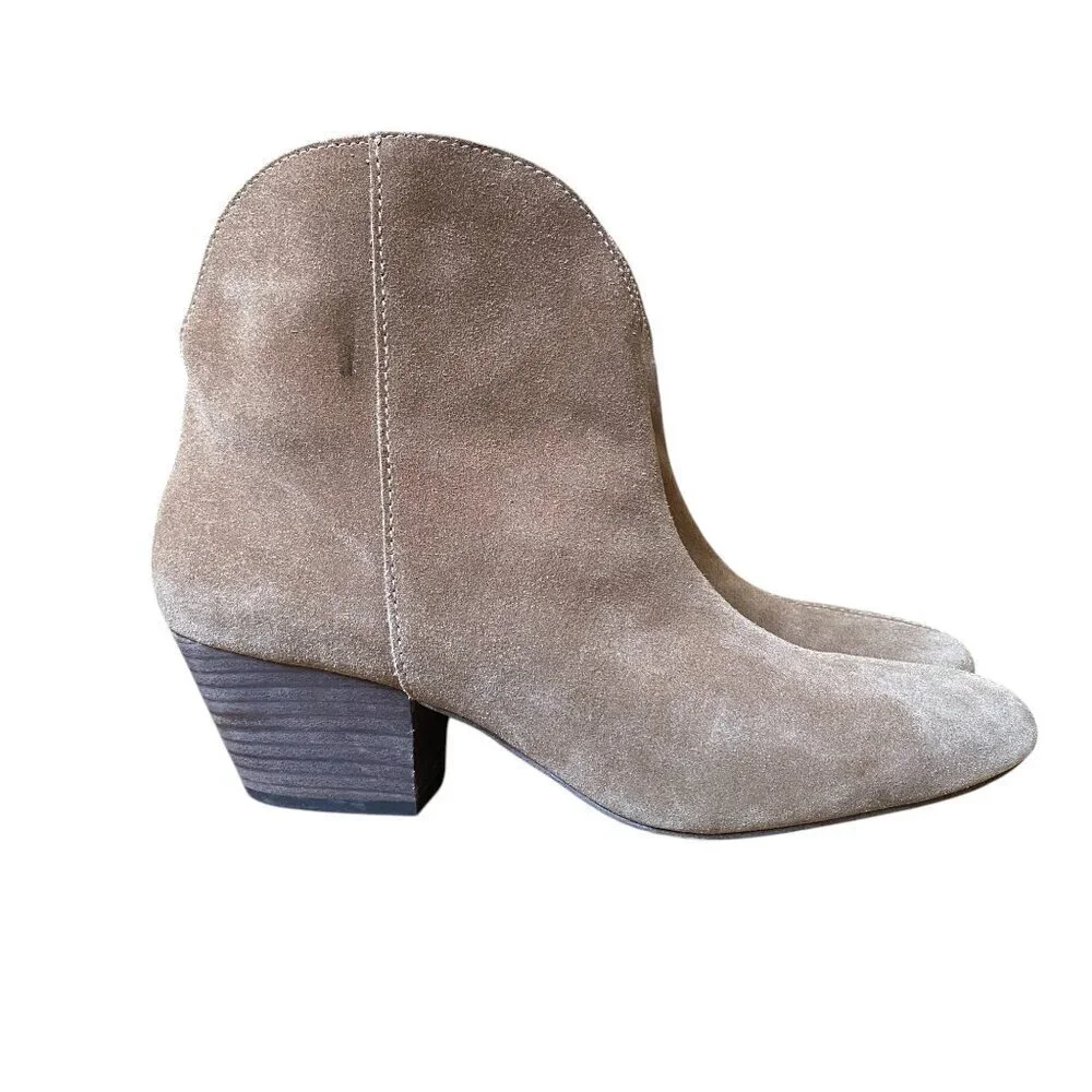 Splendid Paige Suede Western Heeled Ankle Bootie Brown - size 10